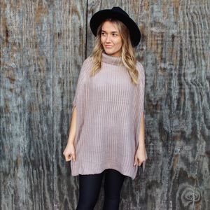Taupe Oversized Poncho Sweater